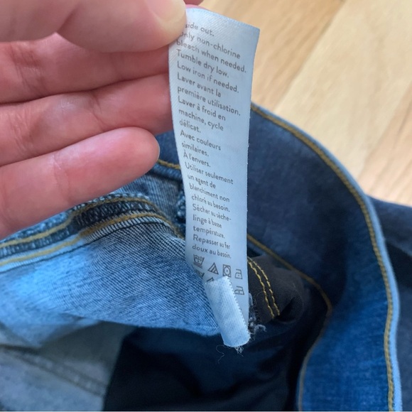 Women's Spanx Distressed Skinny Jeans Dark Wash Raw Hem Ankle Length Size XL - Picture 8 of 13